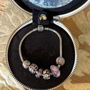Purple and crystal pandora bracelet
